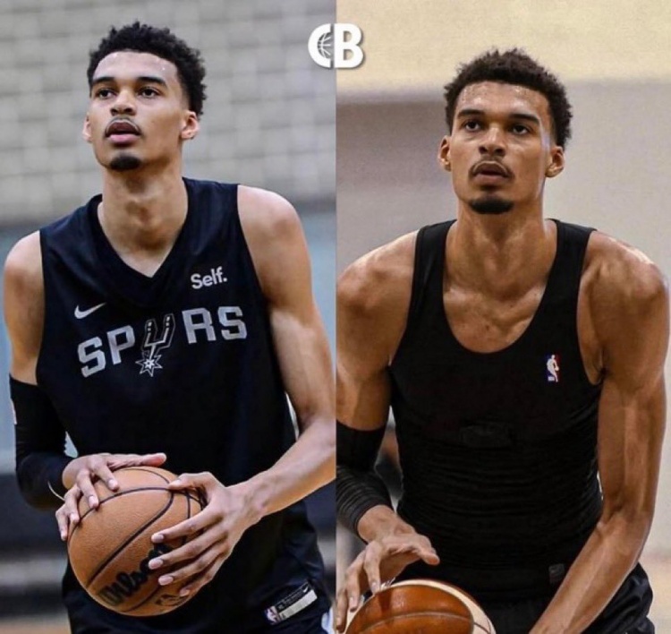 才打两年NBA啊!现在的文班比刚进NBA时壮了不止一圈